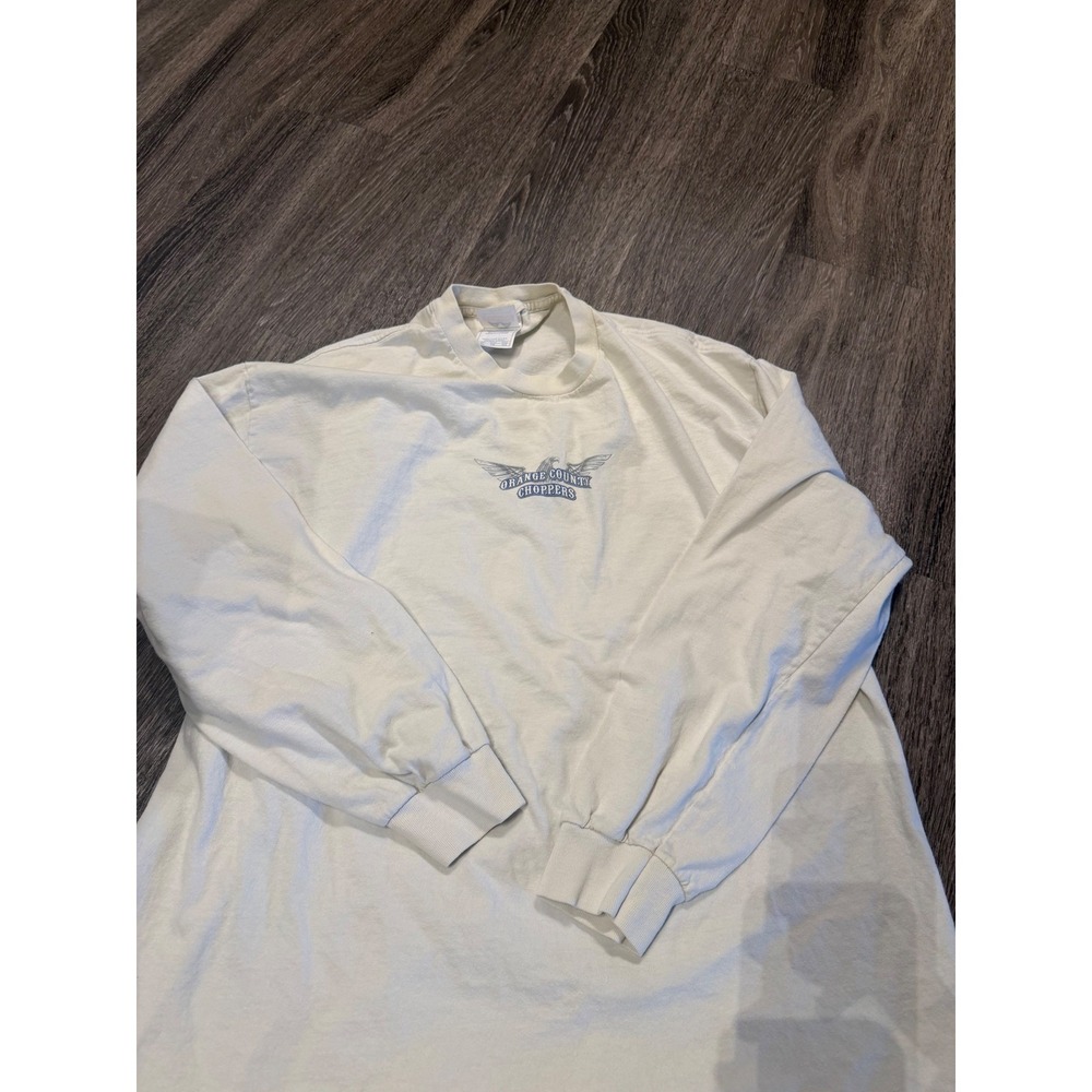 Orange County Choppers OCC Long Sleeve T-Shirt Mens XL Cream Biker Graphic NY